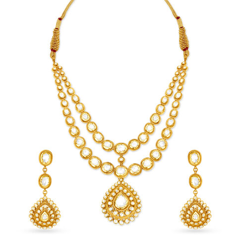 Teardrop Shaped Gold Necklace Set