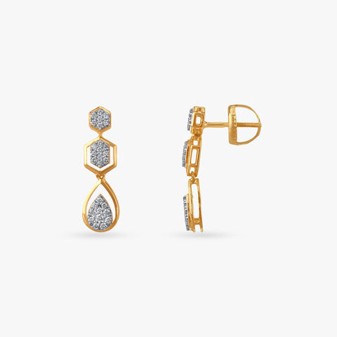 Geometric Trio Diamond Drop Earrings