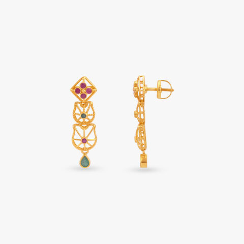 Whimsical Bloom Gold Drop Earrings