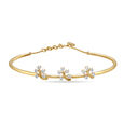 14 Kt Yellow Gold Sunlit Leaves In Diamond Bangle,,hi-res image number null