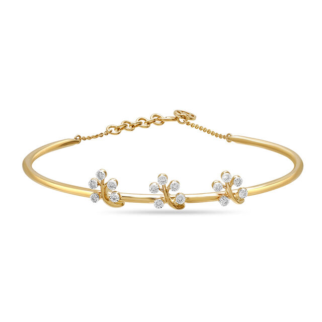 14 Kt Yellow Gold Sunlit Leaves In Diamond Bangle,,hi-res image number null