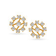 Geometric Floral Gold Stud Earrings,,hi-res image number null