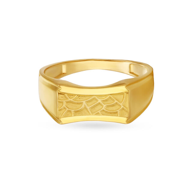 Carved Abstract Pattern Gold Finger Ring For Men,,hi-res image number null