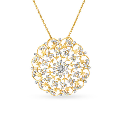 Intricate Diamond Pendant Set in a Floral Pattern