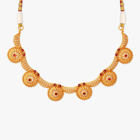 Floral Orbit Gold Necklace Set