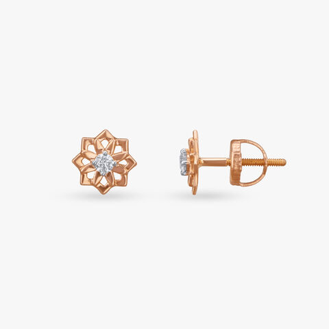 Twinkling Petal Diamond Stud Earrings For Kids