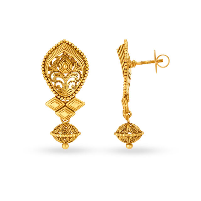 Traditional 22 Karat Yellow Gold Floral Drops,,hi-res image number null