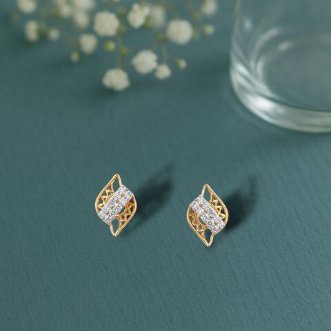 Ornate Flow Diamond Stud Earrings