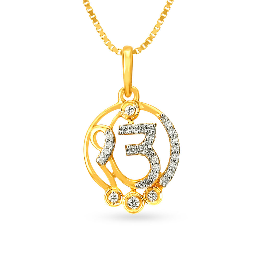 Traditional Ek Onkar Gold and Diamond Religious Pendant