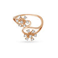 Double Flower Rose Gold Finger Ring,,hi-res image number null