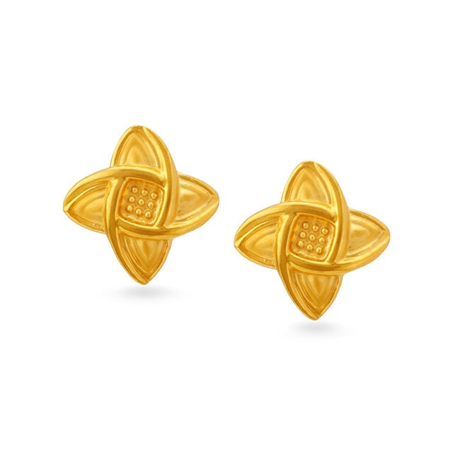 Beauteous 22 Karat Yellow Gold Geometric Flower Stud Earrings,,hi-res image number null