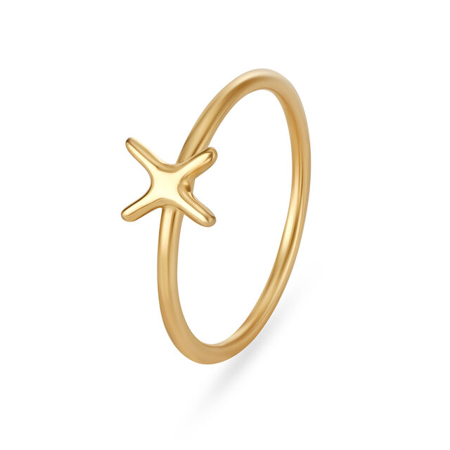 Letter X 14KT Yellow Gold Initial Ring,,hi-res image number null