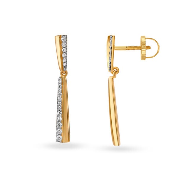 Captivating Diamond and Gold Drop Earrings,,hi-res image number null