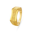 Carved Abstract Pattern Gold Finger Ring For Men,,hi-res image number null