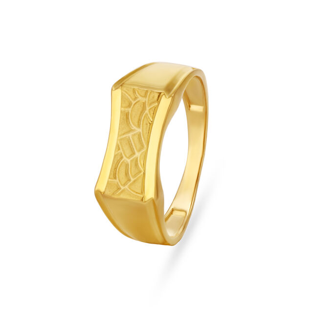 Carved Abstract Pattern Gold Finger Ring For Men,,hi-res image number null
