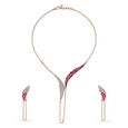 Stylish Diamond and Ruby Necklace Earrings Set in Rose Gold,,hi-res image number null