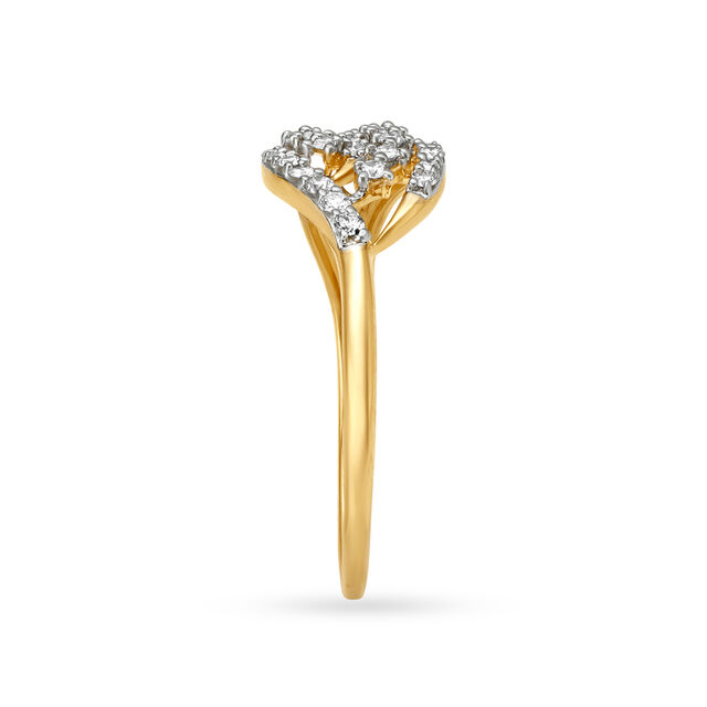 Bewitching 18 Karat Yellow Gold And Diamond Wave Pattern Finger Ring,,hi-res image number null