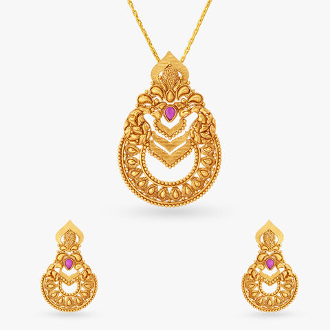 Gleaming Pendant and Earrings Set