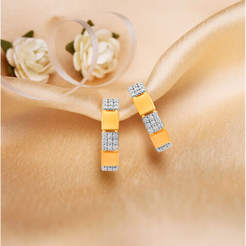 Striking 18 Karat Yellow Gold And Diamond Segmented Hoops