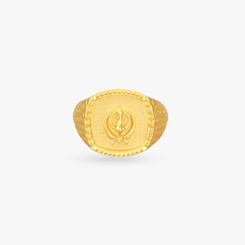 Khanda Crest Gold Ring for Men