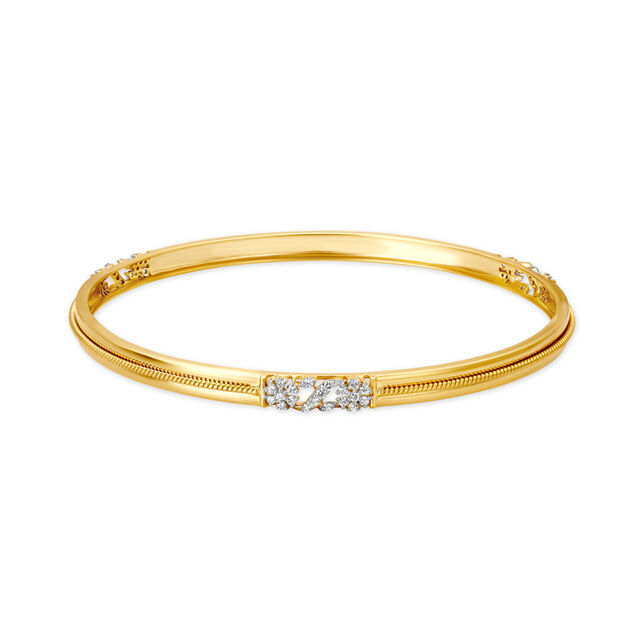 Floral Gold and Diamond Bangle,,hi-res image number null