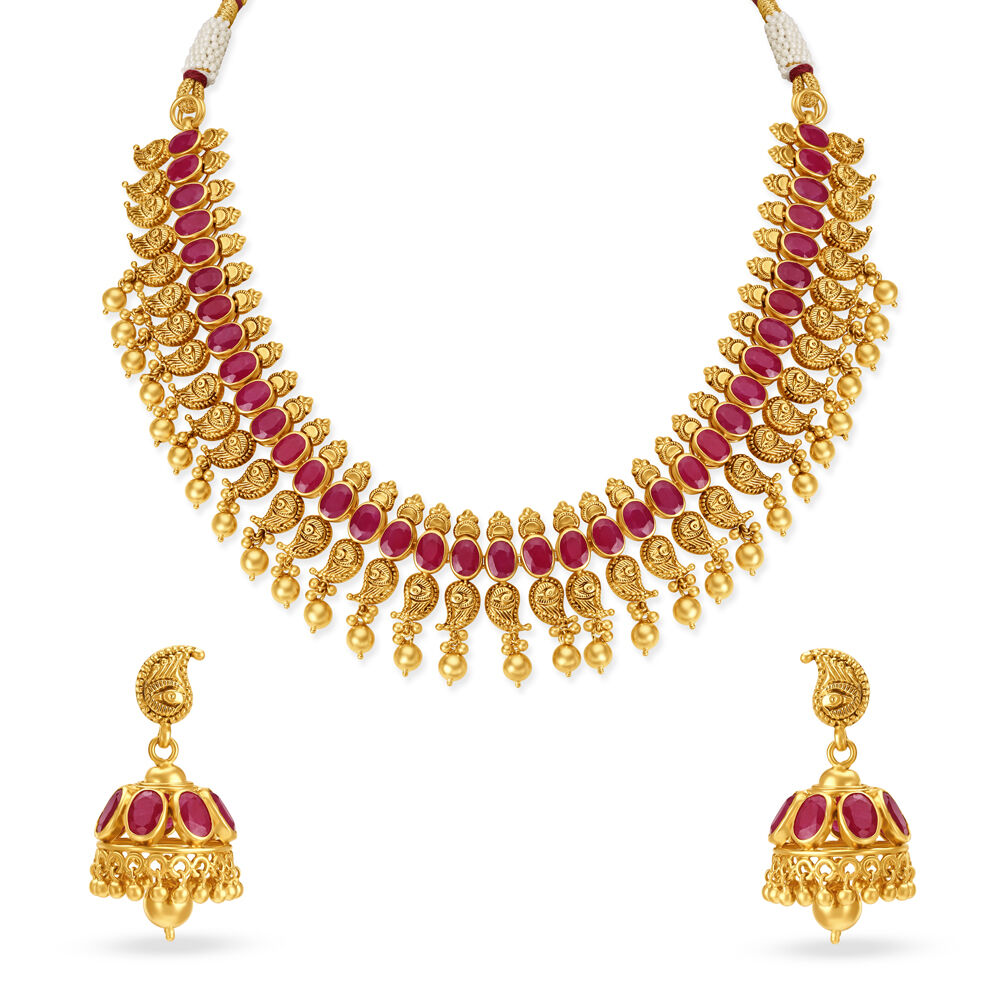 Ruby gold discount necklace tanishq