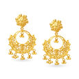 Ethereal Yellow Gold Carved Floral Drop Earrings,,hi-res image number null