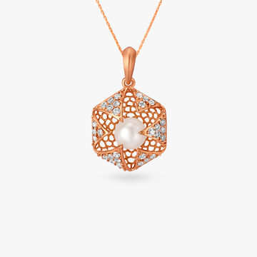 Charming Mesh Pearl and Diamond Pendant