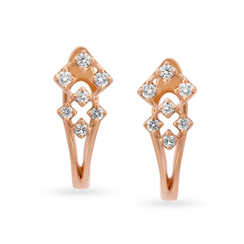 Stunning Rose Gold and Diamond Hoop Earrings