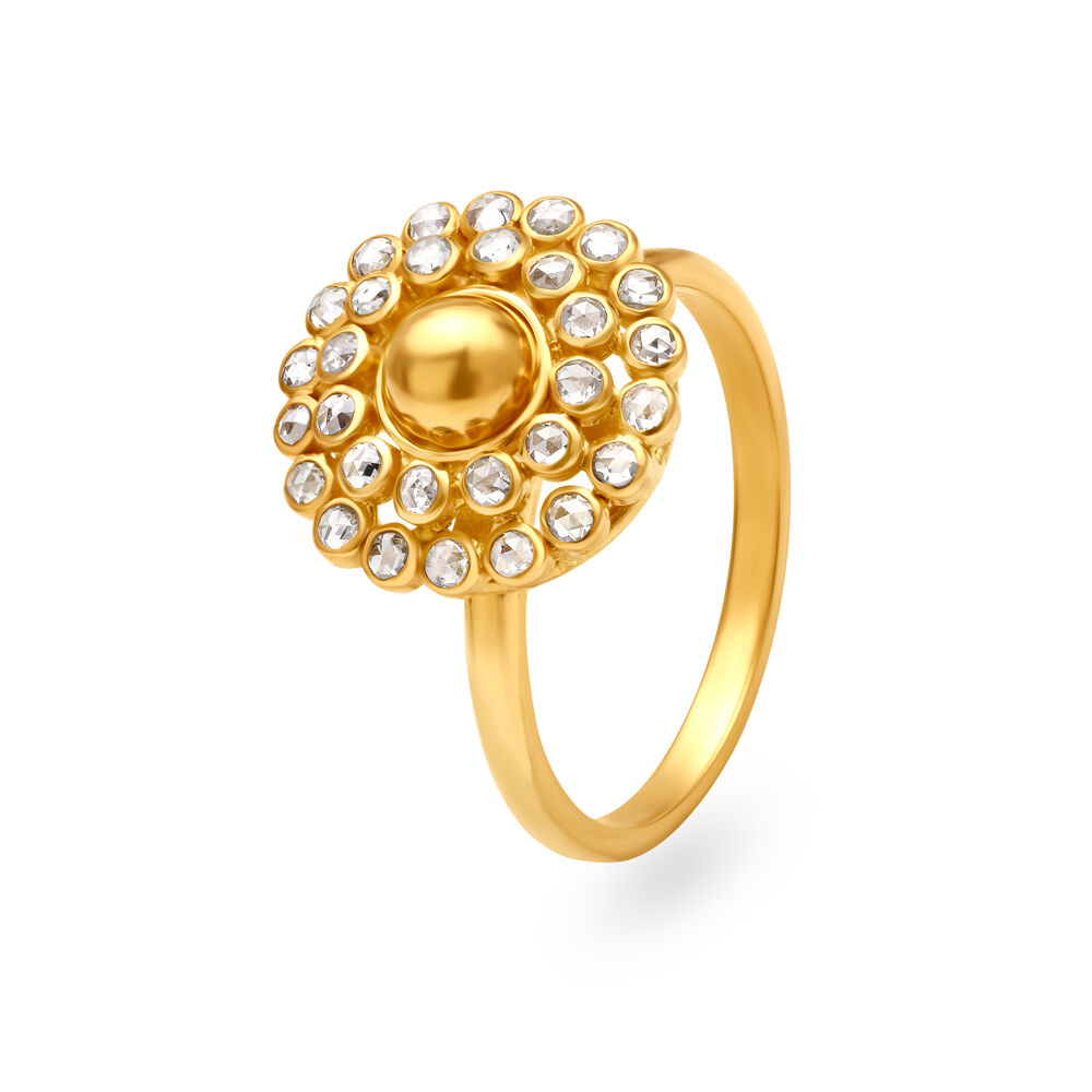 18KT Yellow Gold & Diamond Encrusted Finger Ring