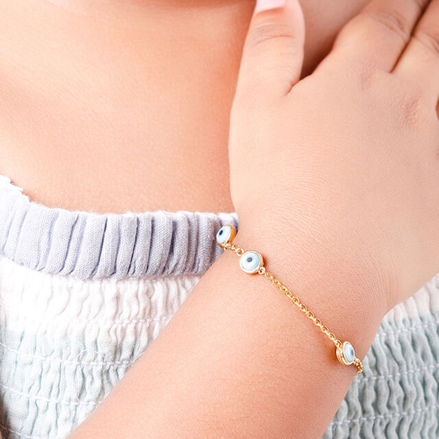 Mamma Mia 14 KT Yellow Gold Evil Eye Bracelet for Kids,,hi-res image number null