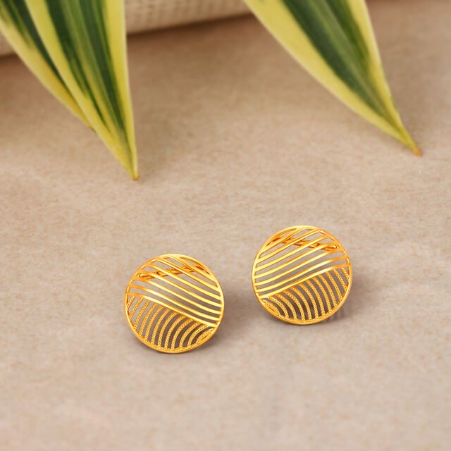 Stylish Jali Work Gold Stud Earrings,,hi-res image number null