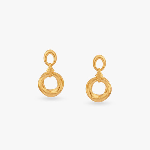 Interlinked Circle Gold Drop Earrings