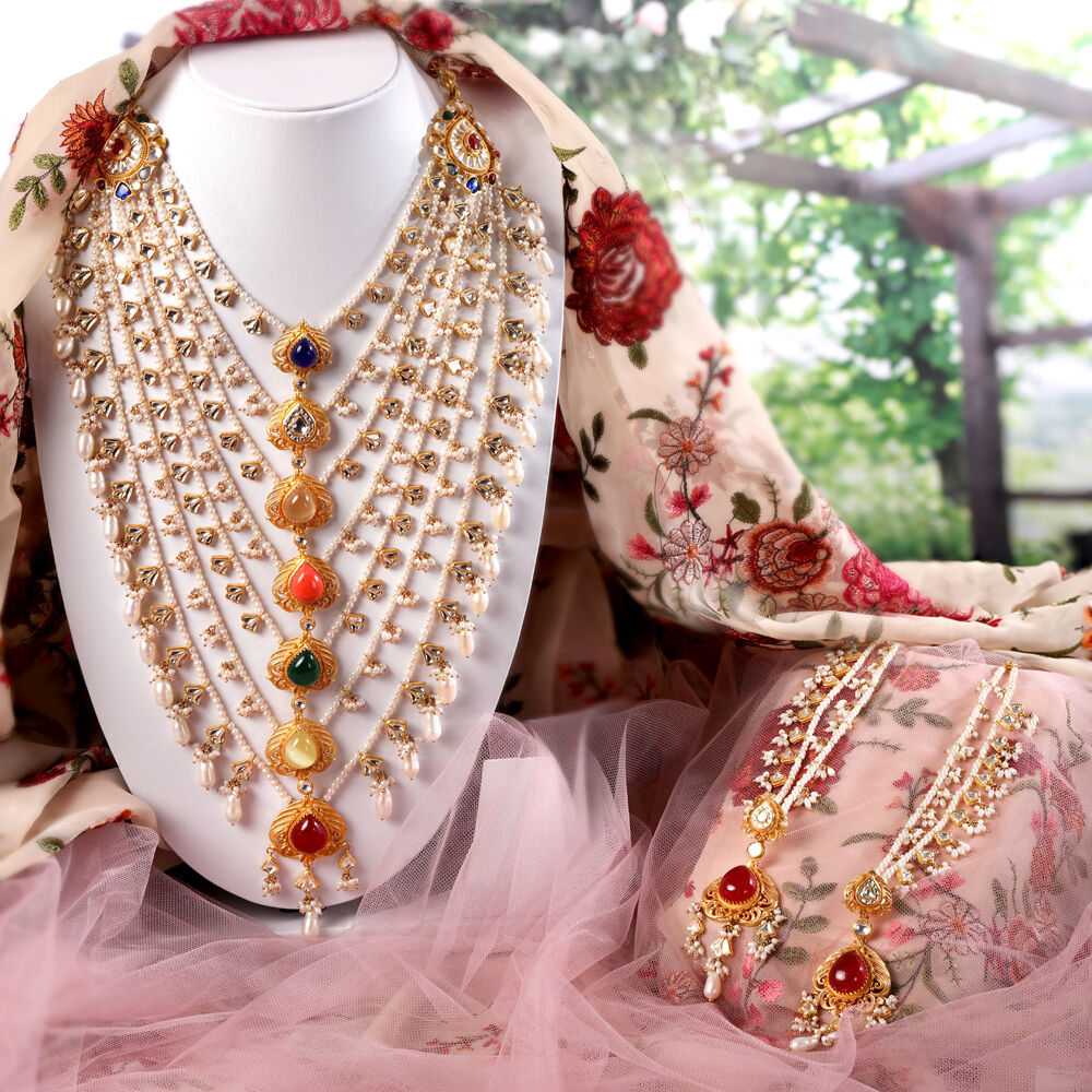 Two Layered Necklace | Pearl Modern Necklace | Saaj