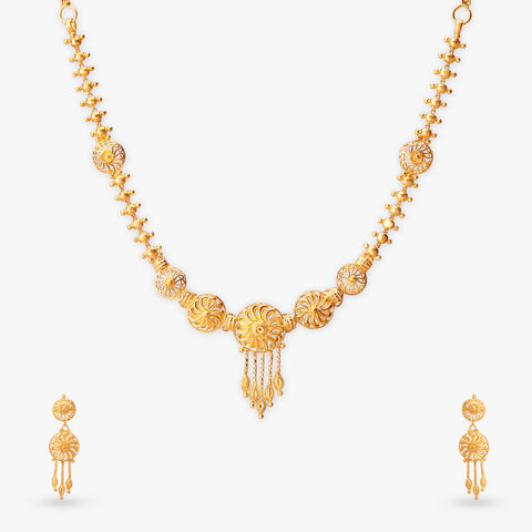 Radiant Circles Gold Necklace Set