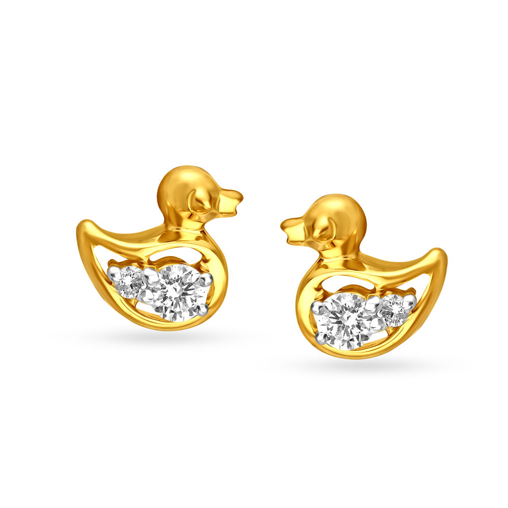 Duckling Diamond Stud Earrings for Kids