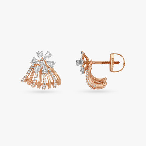 Enticing Floral Diamond Stud Earrings