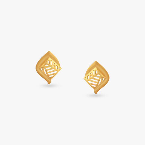 Gleam Grid Gold Stud Earrings