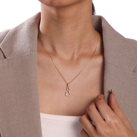 Contemporary Square Gold & Diamond Pendant