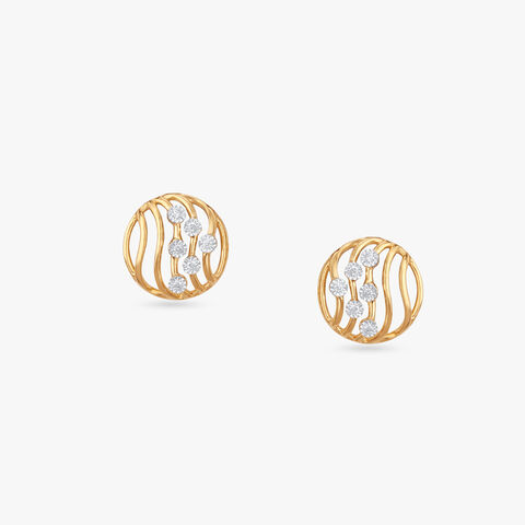 Ripple Circle Diamond Stud Earrings