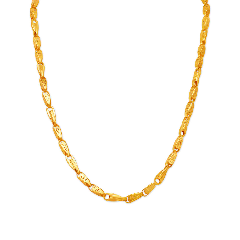 Carved Linked Hollow Gold Chain For Men