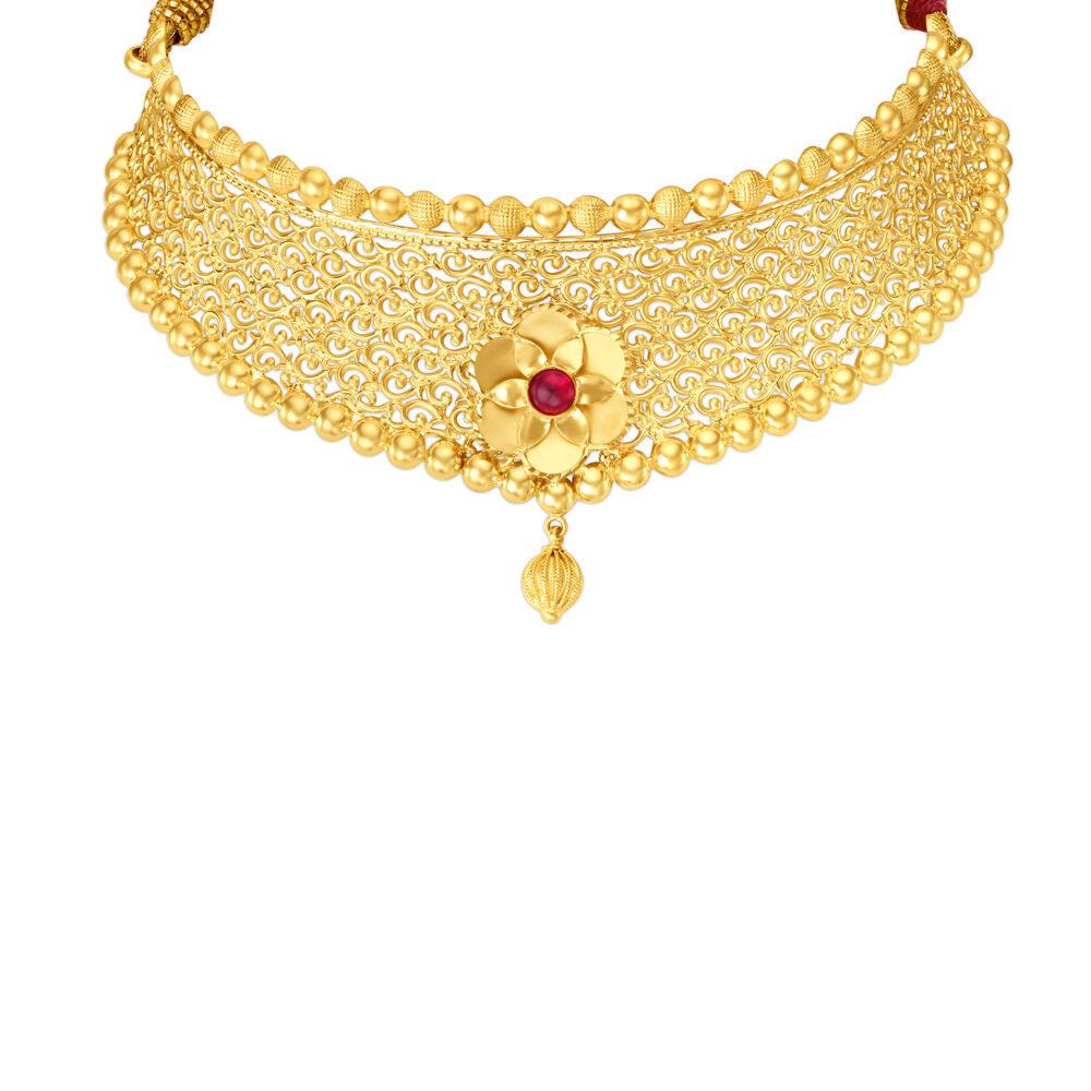 Captivating Gold Choker Necklace Set