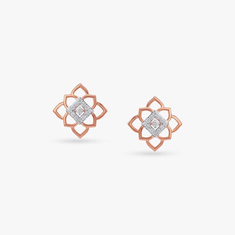 Mystic Petal Diamond Stud Earrings