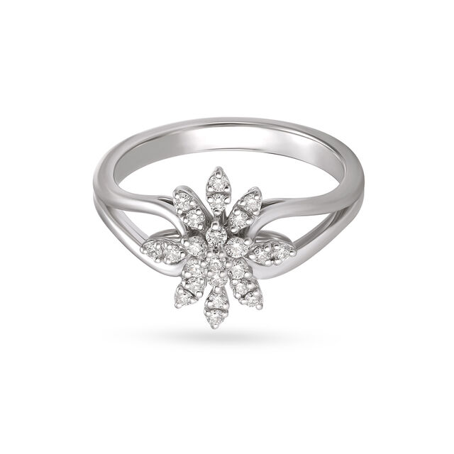 Majestic Floral White Platinum Finger Ring,,hi-res image number null