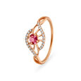 14KT Rose Gold Slender Crossover Diamond Finger Ring,,hi-res image number null