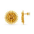 Large Sun Shape Gold Stud Earrings,,hi-res image number null