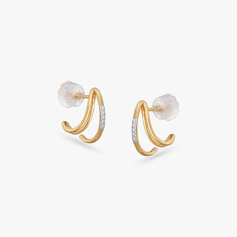 Flow Curve Diamond Hoop Earrings