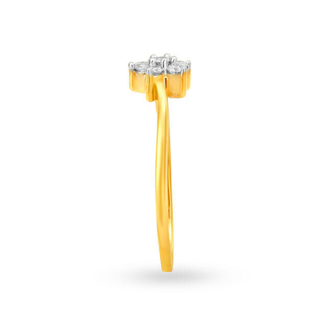Stunning Floral Gold and Diamond Finger Ring,,hi-res image number null