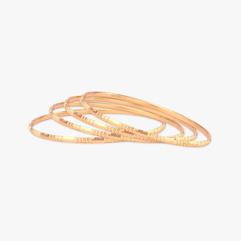 Grooved Rhythm Gold Bangles