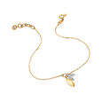 14 KT Yellow And White Double Layered Charm Chain Bracelet,,hi-res image number null